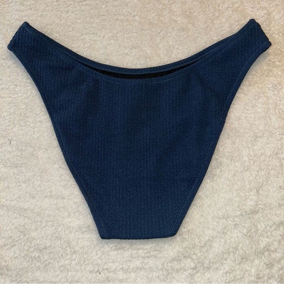 J. Crew Swim Textured High Cut Bikini Bottom Navy Size XL NWT - Picture 2 of 6